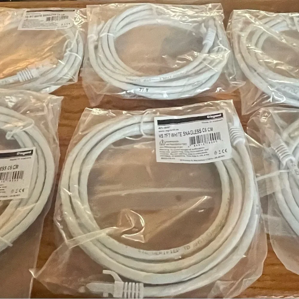 7 foot White Snagless Cat 6 Network Cable, Package of 6